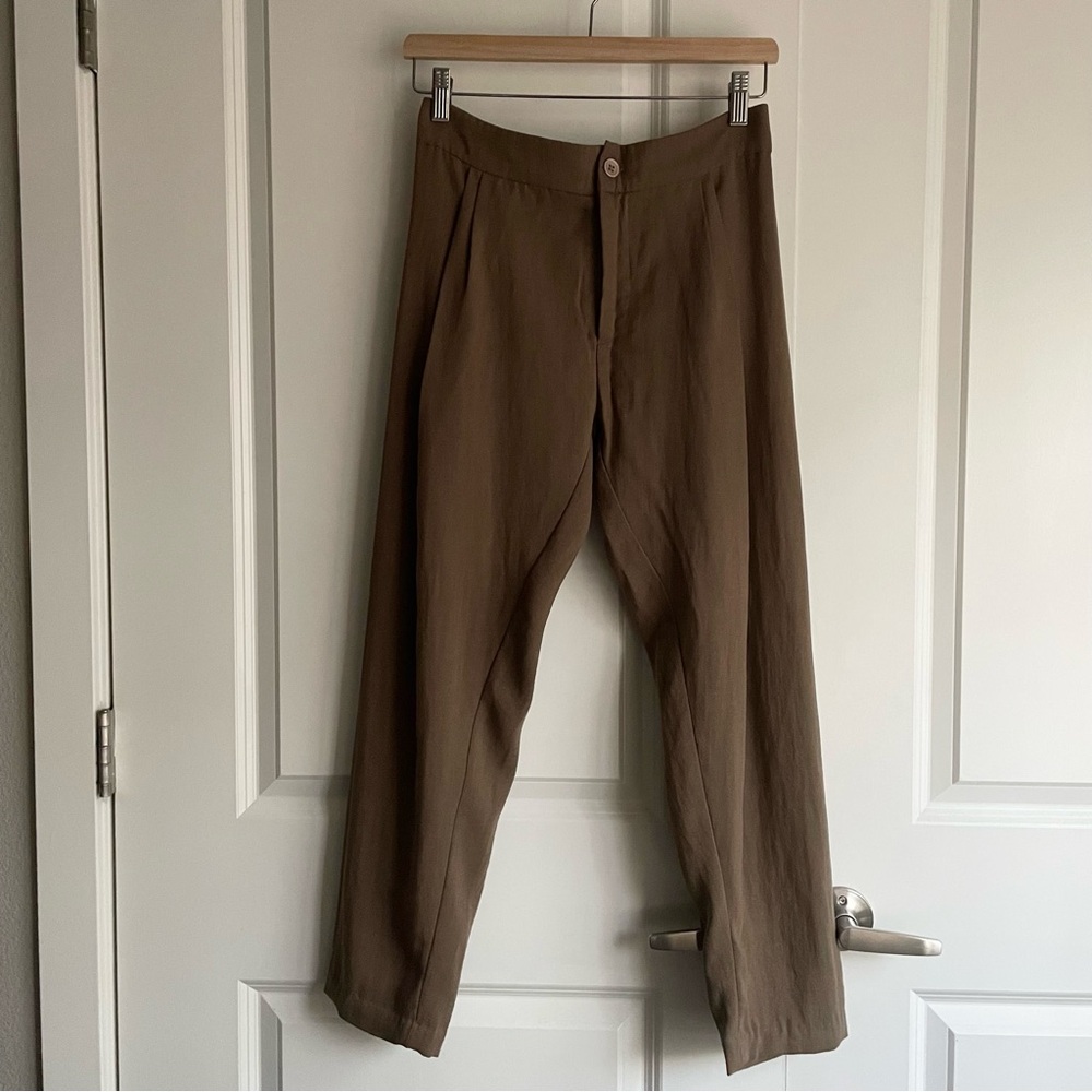 7115 By Szeki cotton linen pleated trousers